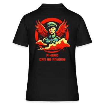 Jeder kann ein Held sein - Frauen Polo Shirt - Schwarz - Hinten - Ailine (174cm)