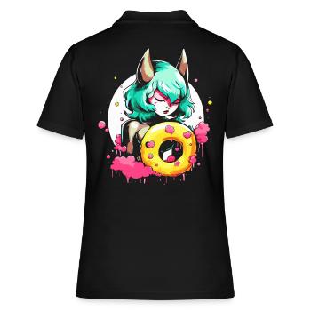 Die die Teufelin des glasierten Donuts - Frauen Polo Shirt - Schwarz - Hinten - Ailine (174cm)