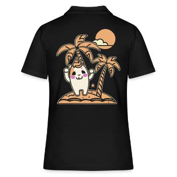 Glücklich auf einer einsamen Insel - Frauen Polo Shirt - Schwarz - Hinten - Ailine (174cm)