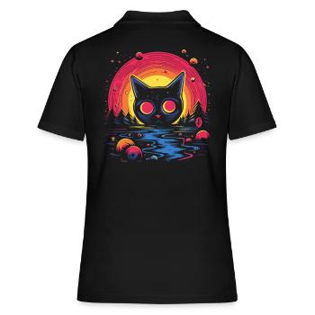 Wirbelnder Kater und die Schönheit der Natur - Frauen Polo Shirt - Schwarz - Hinten - Ailine (174cm)