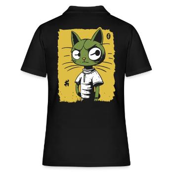 Un chat de dessin animé suspect - Polo Femme - noir - Dos - Ailine (174cm)