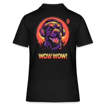 Wow Wow Musik mit Kopfhörer-Hund - Frauen Polo Shirt - Schwarz - Hinten - Ailine (174cm)