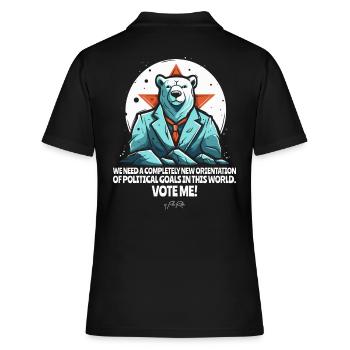 Polar bear election candidate for a better world - Women's Polo Shirt - black - Back - Ailine (174cm)