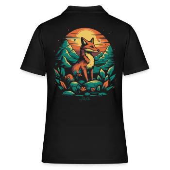 Ein Fuchs auf dem Feld - Frauen Polo Shirt - Schwarz - Hinten - Ailine (174cm)