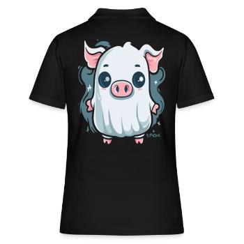 Le petit cochon fantôme - Polo Femme - noir - Dos - Ailine (174cm)