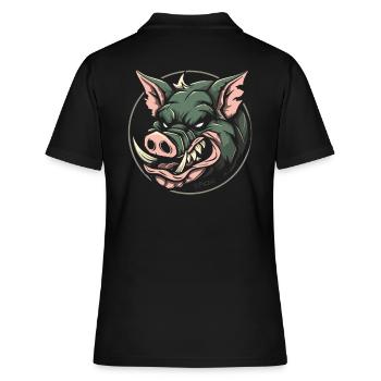 Cochon à l’air brutal, Équipe Sanglier - Polo Femme - noir - Dos - Ailine (174cm)