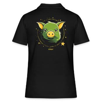 Cochon d'espace vert mignon - Polo Femme - noir - Dos - Ailine (174cm)