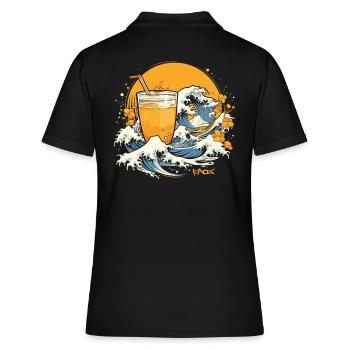 Jus d’orange Kanagawa Vague du Japon - Polo Femme - noir - Dos - Ailine (174cm)