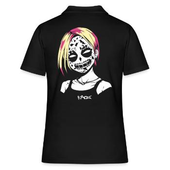 Verrücktes Alternatives Anime-Mädchen - Frauen Polo Shirt - Schwarz - Hinten - Ailine (174cm)