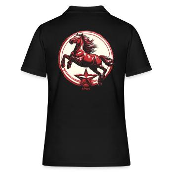 Roter Stern Propaganda Pferd - Frauen Polo Shirt - Schwarz - Hinten - Ailine (174cm)