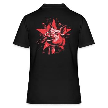 Sarkasmus,Linkes sozialistisches Schwein mit Stern - Frauen Polo Shirt - Schwarz - Hinten - Ailine (174cm)