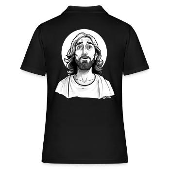 Aïe, un gars ressemblant à Jésus avec une auréole - Polo Femme - noir - Dos - Ailine (174cm)