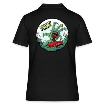 Zombie Hand aus dem Grab mit rohem Fleisch - Frauen Polo Shirt - Schwarz - Hinten - Ailine (174cm)