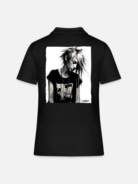 Punk Mädchen - Frauen Polo Shirt - Schwarz