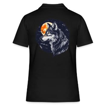 Loup et pleine lune - Polo Femme - noir - Dos - Ailine (174cm)
