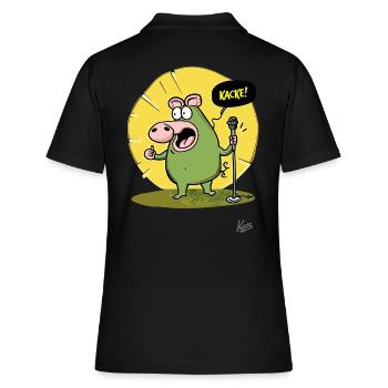 Lustiges Schwein: Comedy und Kacke - Frauen Polo Shirt - Schwarz - Hinten - Ailine (174cm)