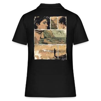 Bande dessinée de la solitude sur la plage - Polo Femme - noir - Dos - Ailine (174cm)
