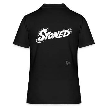 Stoned Style: Klamotten für Kiffer - Frauen Polo Shirt - Schwarz - Hinten - Ailine (174cm)