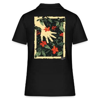 Propaganda-Style: Hand an den Pflanzen im Paradies - Frauen Polo Shirt - Schwarz - Hinten - Ailine (174cm)