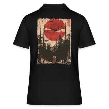 Propaganda-Stil: Natur-Revolution - Frauen Polo Shirt - Schwarz - Hinten - Ailine (174cm)