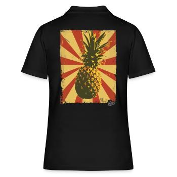 Propaganda-Stil Ananas - Frauen Polo Shirt - Schwarz - Hinten - Ailine (174cm)