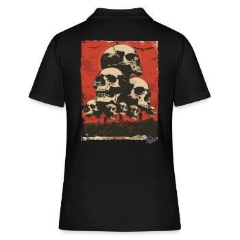Propaganda-Stil – Ein Berg aus Totenköpfen - Frauen Polo Shirt - Schwarz - Hinten - Ailine (174cm)