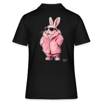 Manteau de fourrure rose super cool avec un lapin dedans - Polo Femme - noir - Dos - Ailine (174cm)