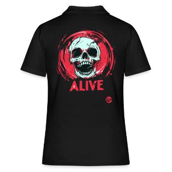 Lebendiger Totenkopf - Frauen Polo Shirt - Schwarz - Hinten - Ailine (174cm)