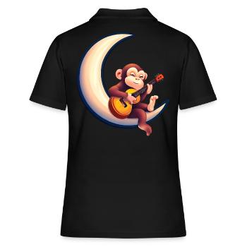Singe musical dans le croissant de lune - Polo Femme - noir - Dos - Ailine (174cm)