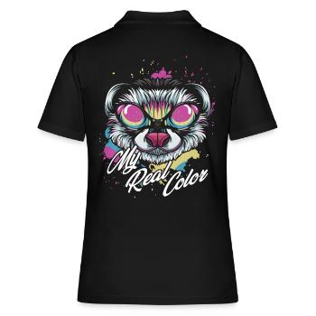 Frettchen - Frauen Polo Shirt - Schwarz - Hinten - Ailine (174cm)