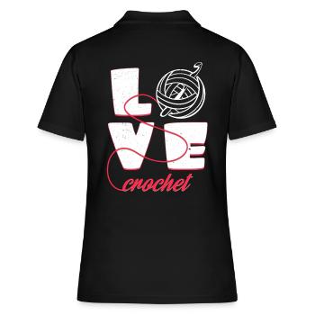 Crochet d'amour | Cadeau d'aiguille de déclaration de typographie - Polo Femme - noir - Dos - Ailine (174cm)
