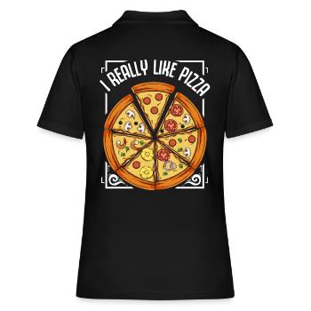Pizza - Frauen Polo Shirt - Schwarz - Hinten - Ailine (174cm)