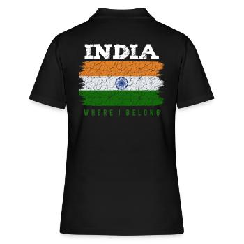 Indien - Frauen Polo Shirt - Schwarz - Hinten - Ailine (174cm)