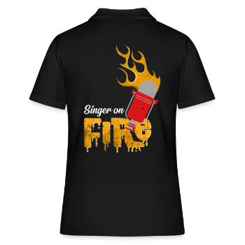 Singer On Fire Mikrophon Musikalisch Geschenkidee - Frauen Polo Shirt - Schwarz - Hinten - Ailine (174cm)
