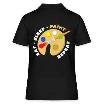 Malen - Frauen Polo Shirt - Schwarz - Hinten - Ailine (174cm)