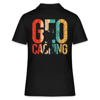 Geocaching - Frauen Polo Shirt - Schwarz - Hinten - Ailine (174cm)