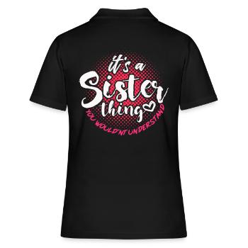 Schwester - Frauen Polo Shirt - Schwarz - Hinten - Ailine (174cm)