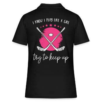 Eishockey - Frauen Polo Shirt - Schwarz - Hinten - Ailine (174cm)
