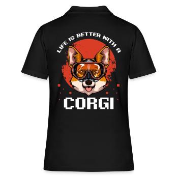 Welsh Corgi - Frauen Polo Shirt - Schwarz - Hinten - Ailine (174cm)