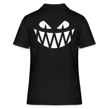 Grimace d’Halloween (Sourire / Dents / Blanc) - Polo Femme - noir - Dos - Ailine (174cm)