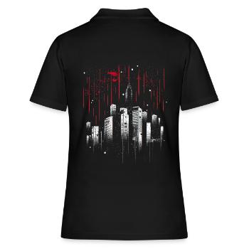 Minimalistische Metropole bei Regen - Frauen Polo Shirt - Schwarz - Hinten - Ailine (174cm)