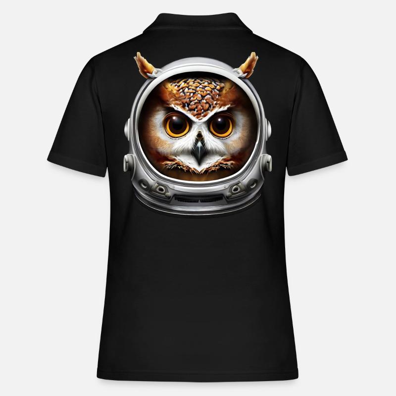 Astronauten Eule - Frauen Polo Shirt - Schwarz
