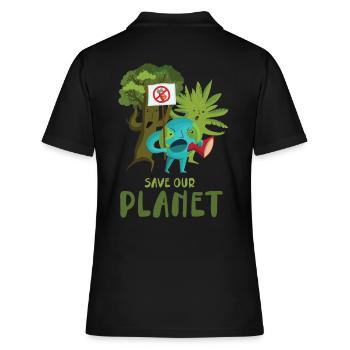 Speichern Sie Unser Planetendesign Für Den - Frauen Polo Shirt - Schwarz - Hinten - Ailine (174cm)