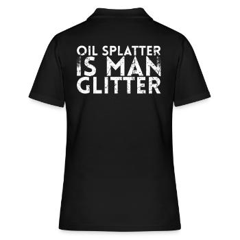 Oil splash est un design de paillettes d’homme pour la mécanique - Polo Femme - noir - Dos - Ailine (174cm)