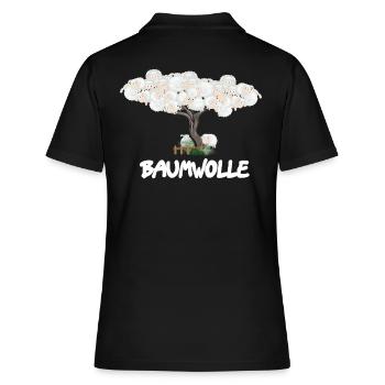 Baumwolle Wortspiel Schaf auf Baum, Schaf - Frauen Polo Shirt - Schwarz - Hinten - Ailine (174cm)