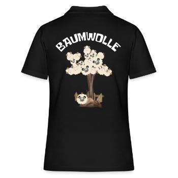 Baumwolle Wortspiel Schaf auf Baum, Schaf - Frauen Polo Shirt - Schwarz - Hinten - Ailine (174cm)
