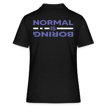 very peri design boring normal motivation spruch - Frauen Polo Shirt - Schwarz - Hinten - Ailine (174cm)