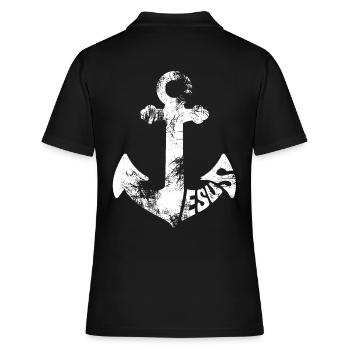Jesus - der Anker meiner Seele - Glaube - Religion - Frauen Polo Shirt - Schwarz - Hinten - Ailine (174cm)