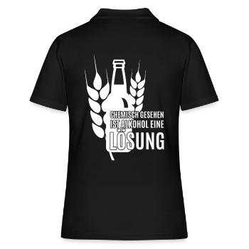 Chemisch gesehen ist Alkohol eine Lösung, Spruch - Frauen Polo Shirt - Schwarz - Hinten - Ailine (174cm)