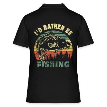 Angler - angeln - I'd rather be fishing - Frauen Polo Shirt - Schwarz - Hinten - Ailine (174cm)